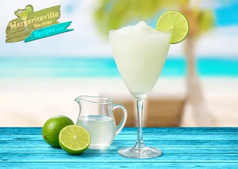 Classic frozen daiquiri with a lime wheel